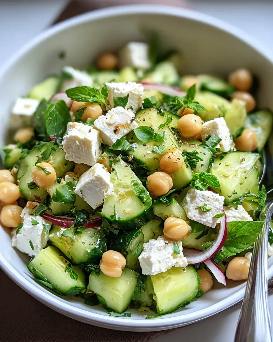 Gurkensalat mit Feta und Kichererbsen – Ein Genuss!