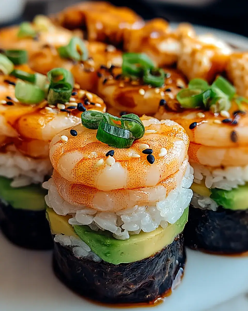 Scharfe Garnelen Sushi-Stapel: Genießen Sie köstliche Schichten!