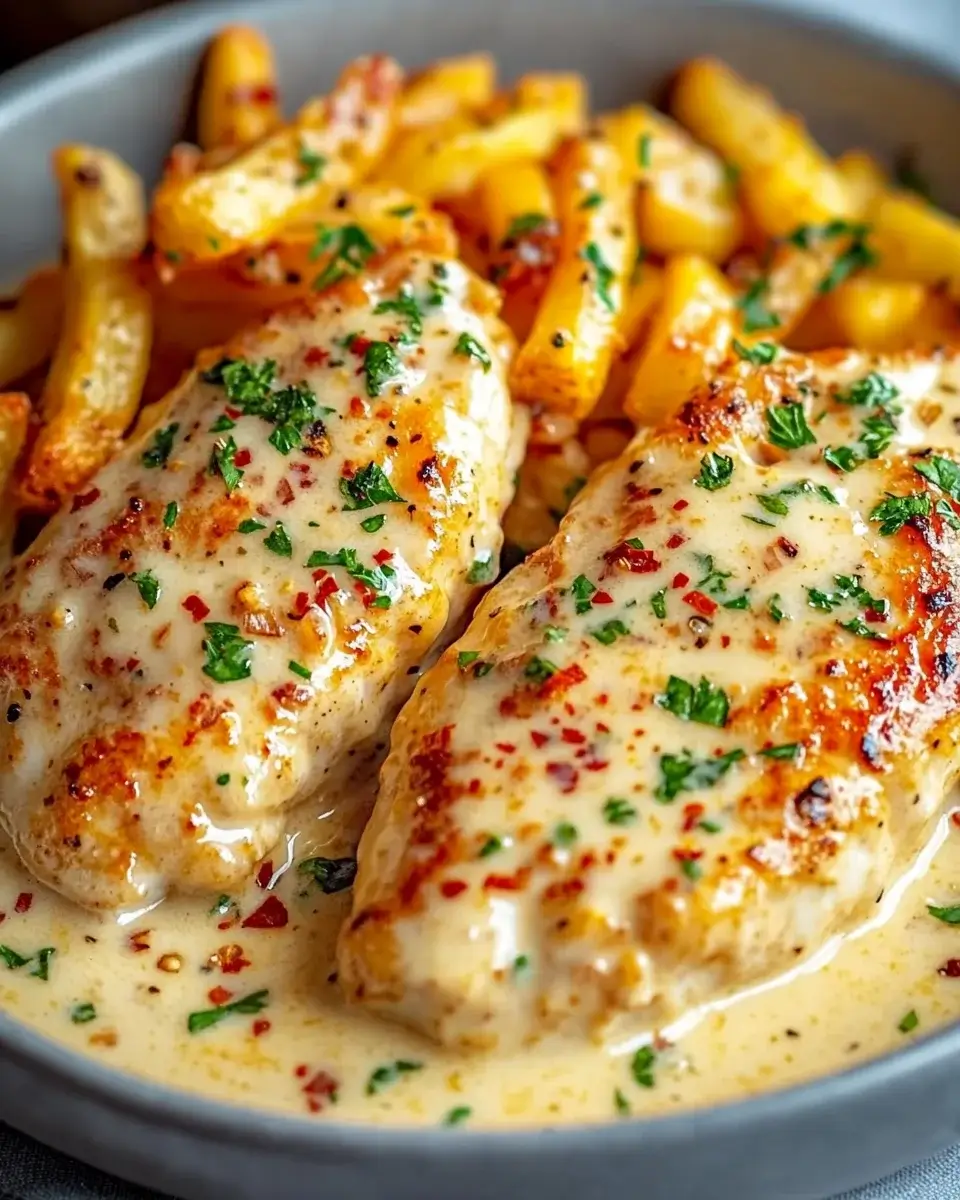 Hähnchenfilet in würziger, cremiger Knoblauch-Parmesan-Sauce begeistert jeden Gaumen!