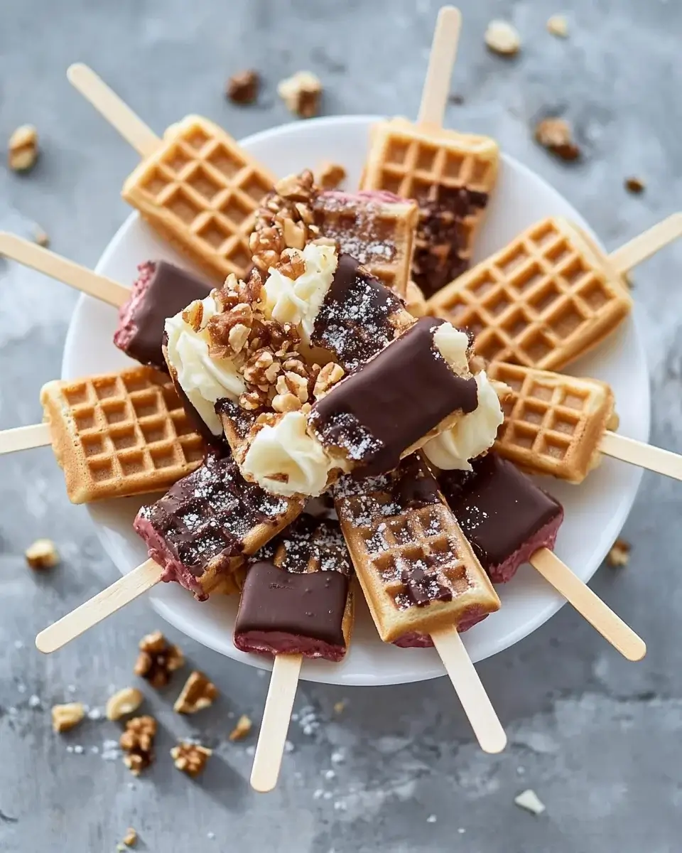 Waffel-Lollies mit Schokolade und Nüssen: Leckerer Genuss!