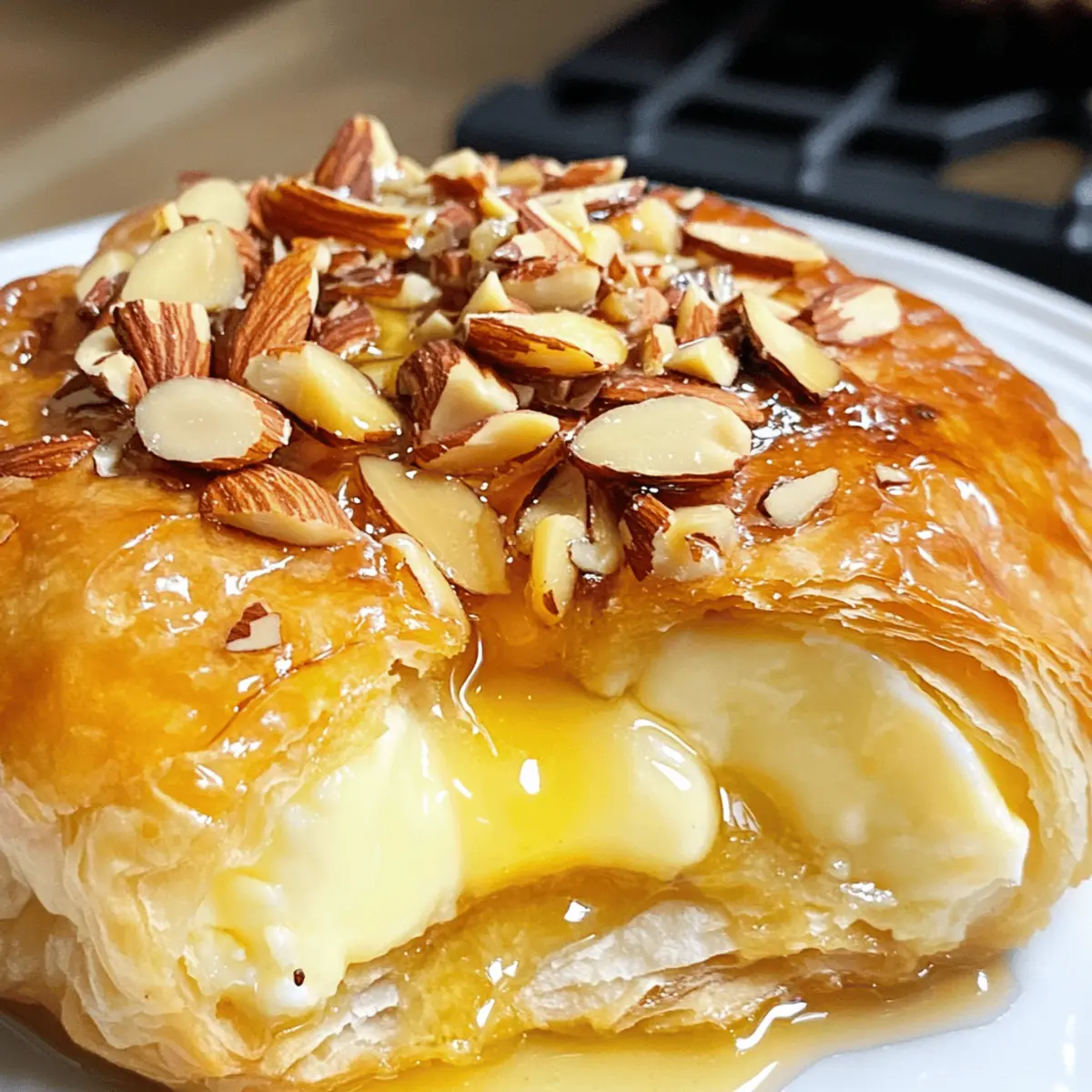 Baked Brie im Blätterteig mit Honig und Mandeln