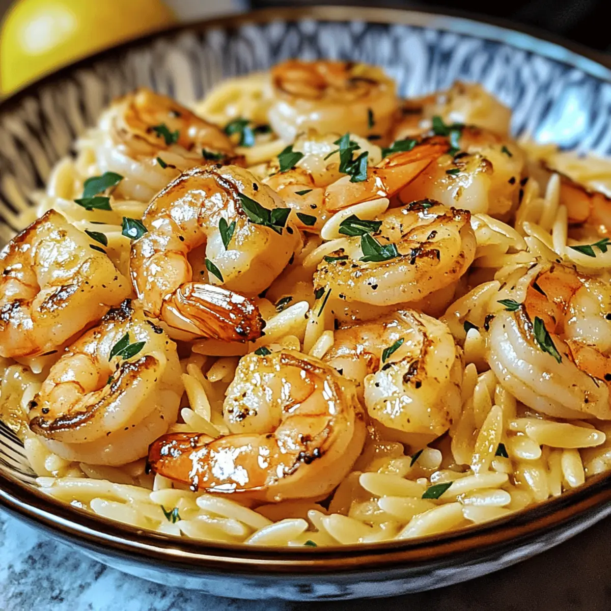 Shrimp Orzo in Zitronen-Knoblauch-Sauce