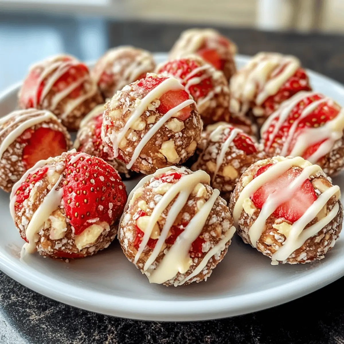 Erdbeer-Shortcake-Energie-Bällchen gesund und lecker