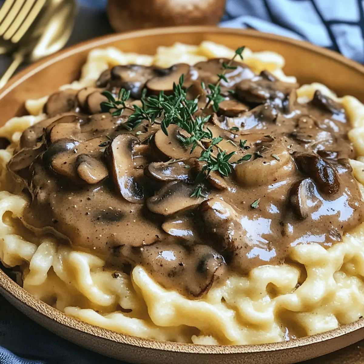 Spaetzle mit cremiger Pilzsauce