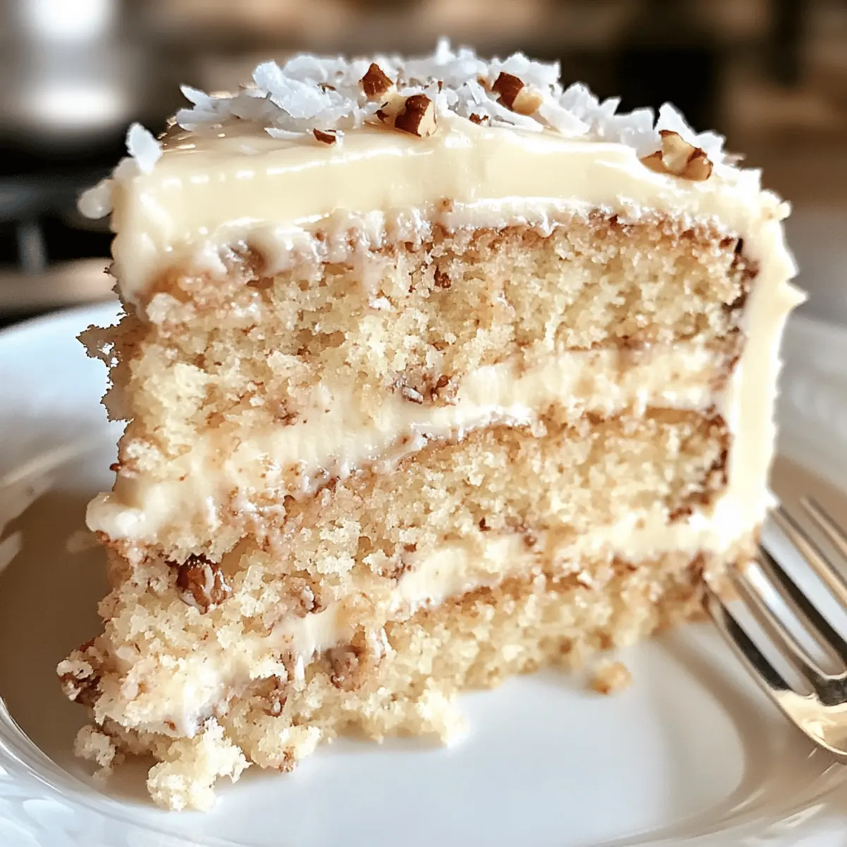 Cremiger weißer deutscher Schokoladenkuchen