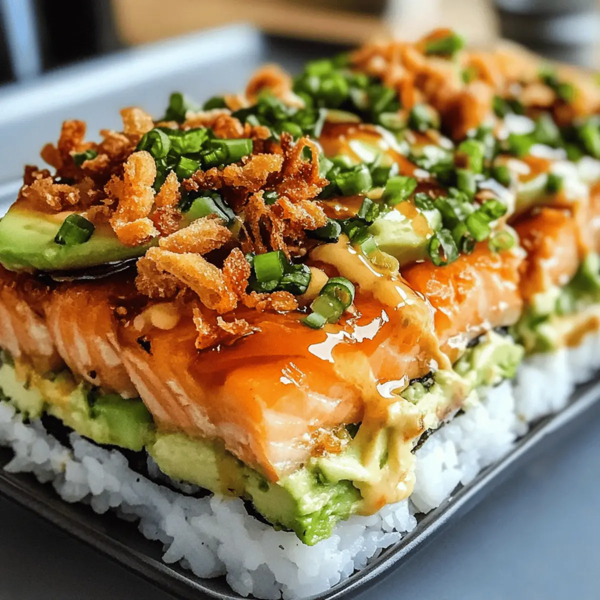 Teriyaki Lachs Sushi Auflauf für Zuhause