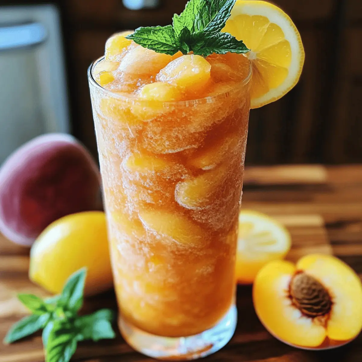 Gefrorene Pfirsich-Limonade für heiße Tage