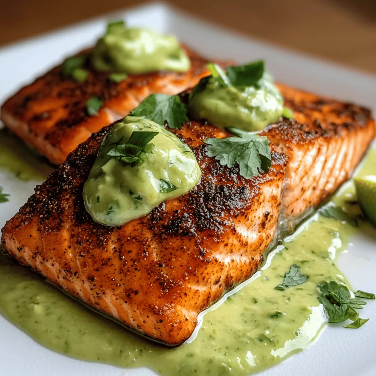 Cajun Lachs mit Avocado-Limetten-Sauce