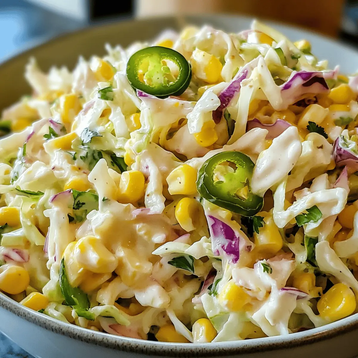 Spicy Jalapeno Corn Coleslaw für dein BBQ
