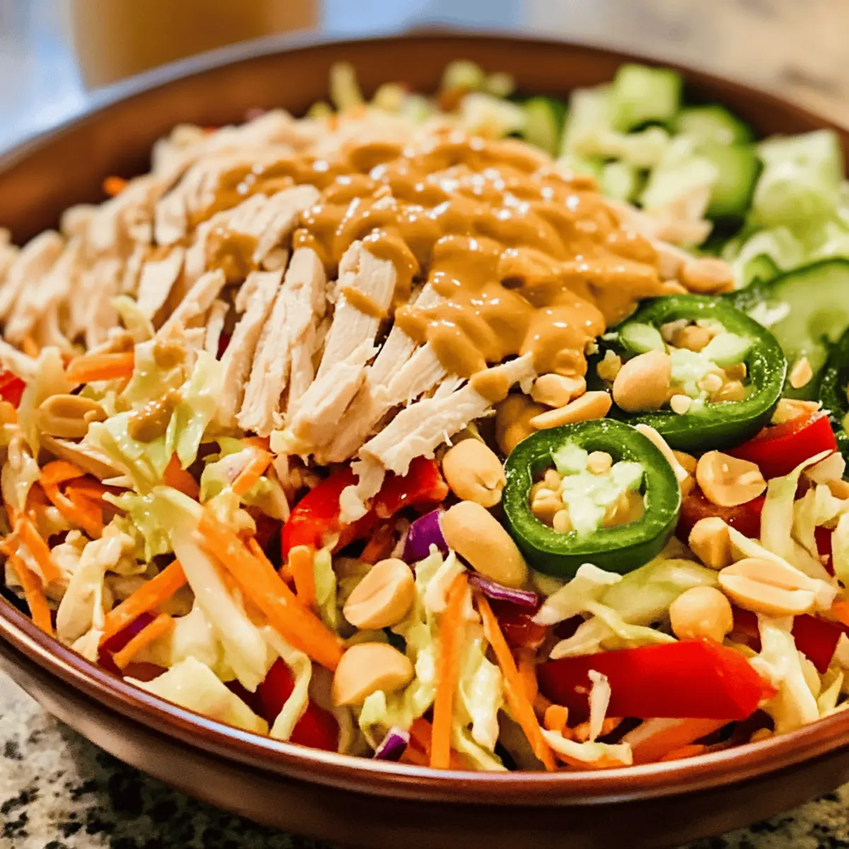 Asiatische Hähnchensalat mit Erdnussdressing