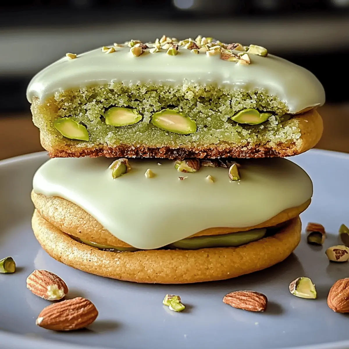 Pistaziencreme gefüllte Kekse mit Variationen
