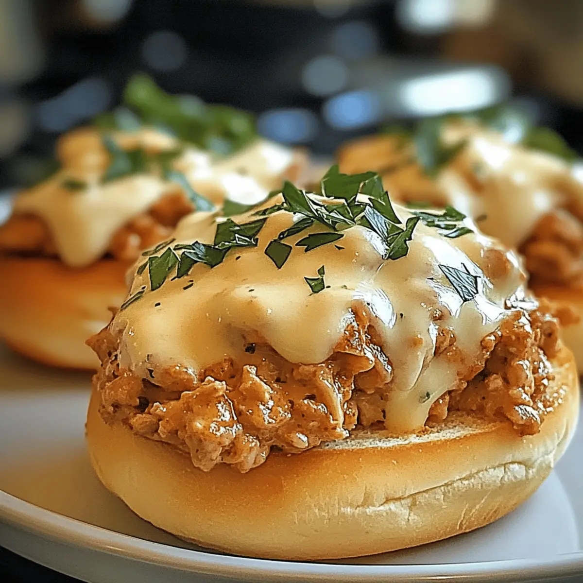 Cremige Chicken Alfredo Sloppy Joes быстрого генерирования