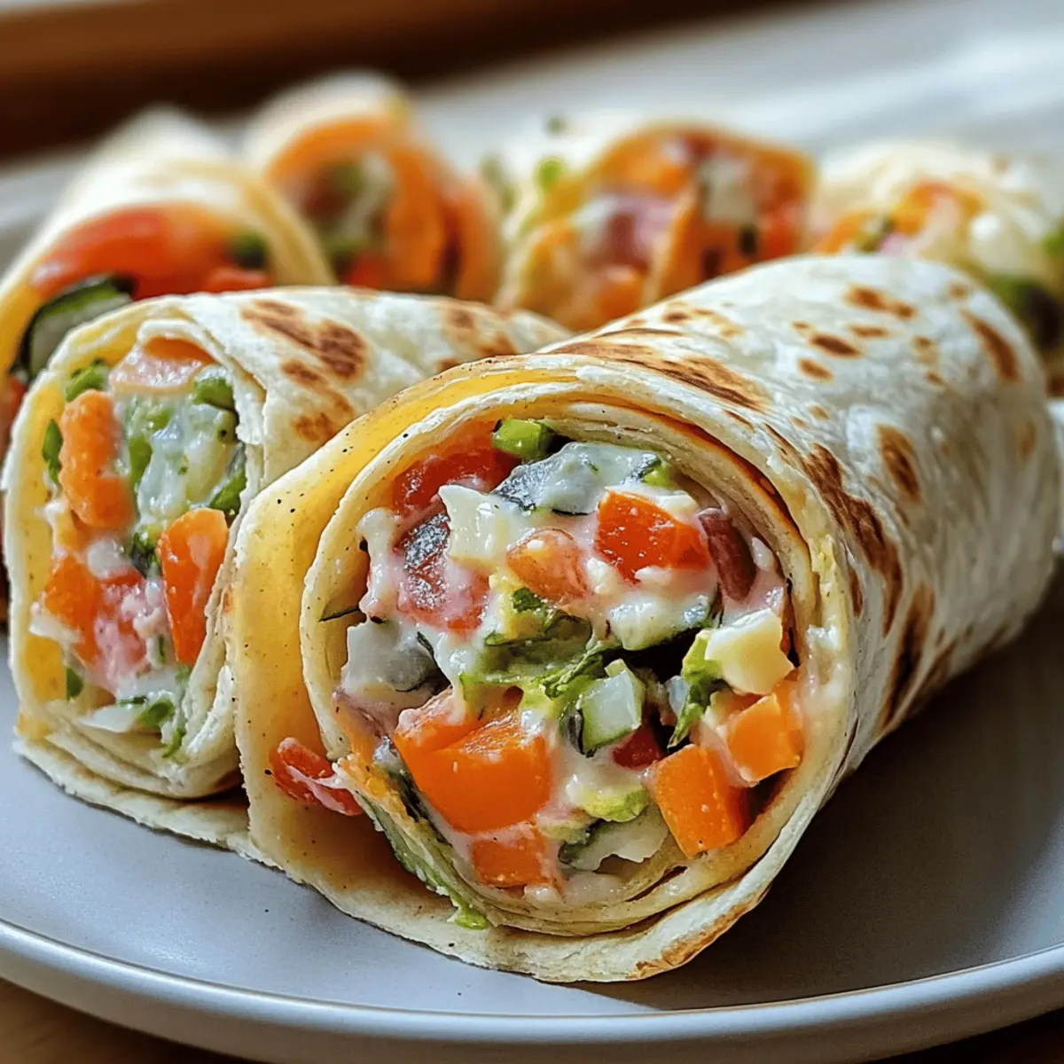 Frische Gemüse-Tortilla-Rollen für Snacks