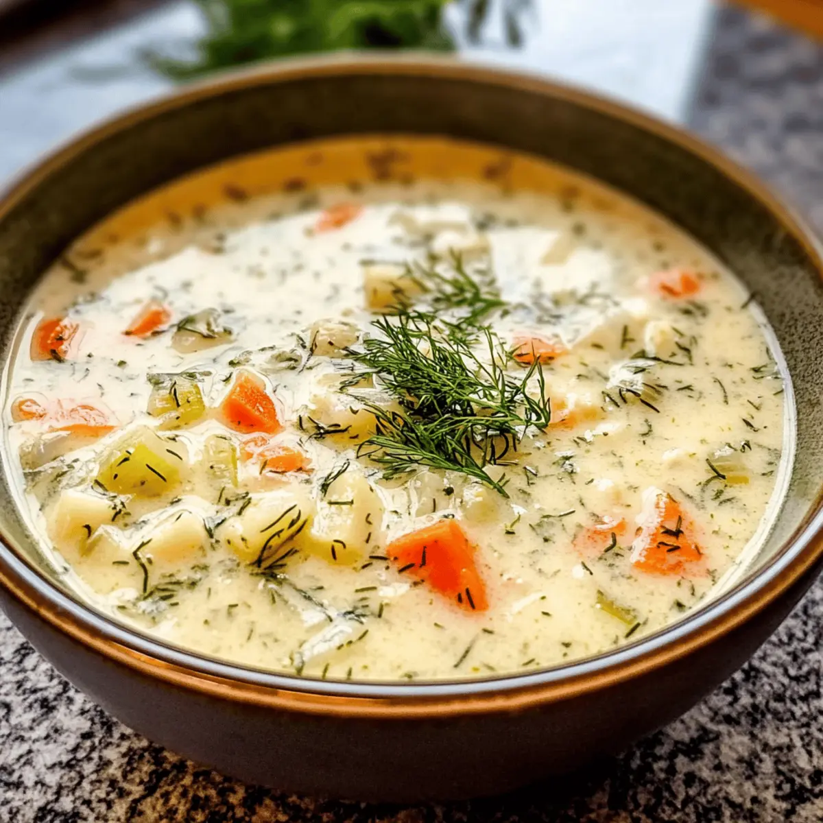 Der Ausgang: Cremige Polnische Dill-Suppe genießen
