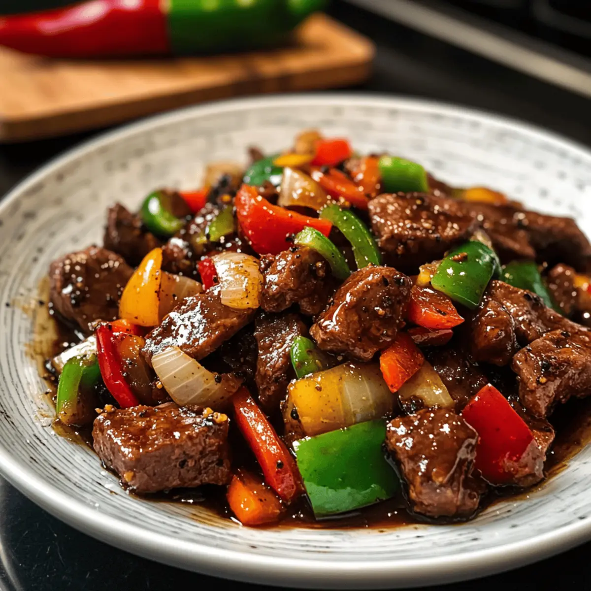 Schwarzes Pfeffer-Rindfleisch schnell zubereitet