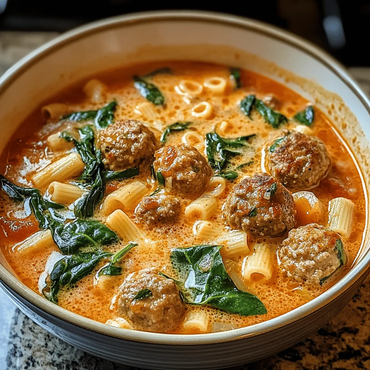 Der Ausgang zur cremigen italienischen Fleischbällchensuppe