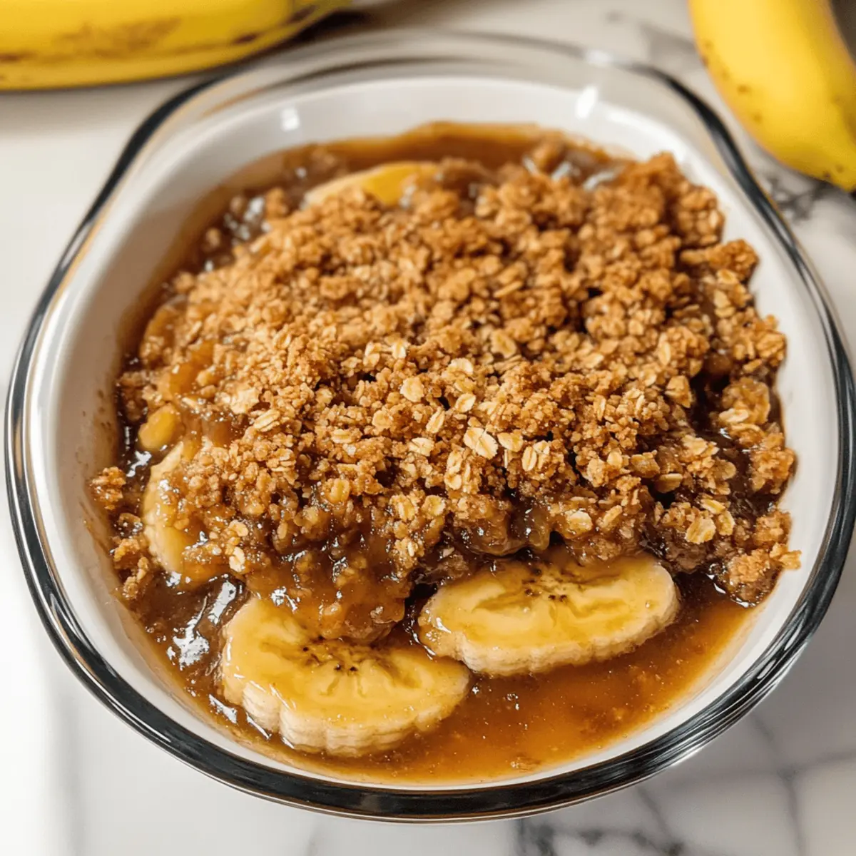 Köstlicher Bananas Foster Crisp mit Vanilleeis