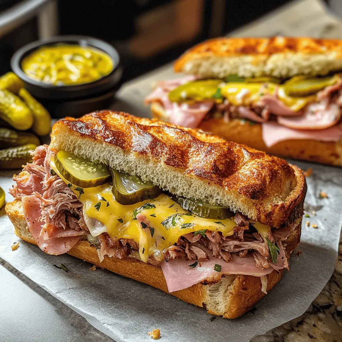 Köstliche kubanische Knoblauchbrot Sandwiches