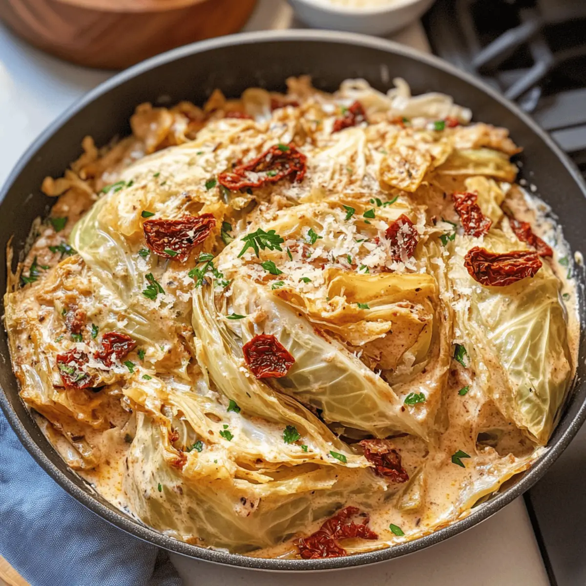 Schmelzender Kohlsalat mit cremiger Toscansauce