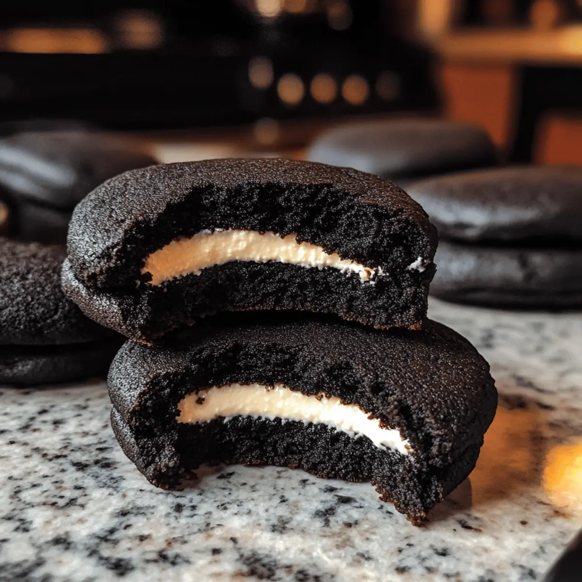 Schwarze Samt Cheesecake Kekse für Halloween