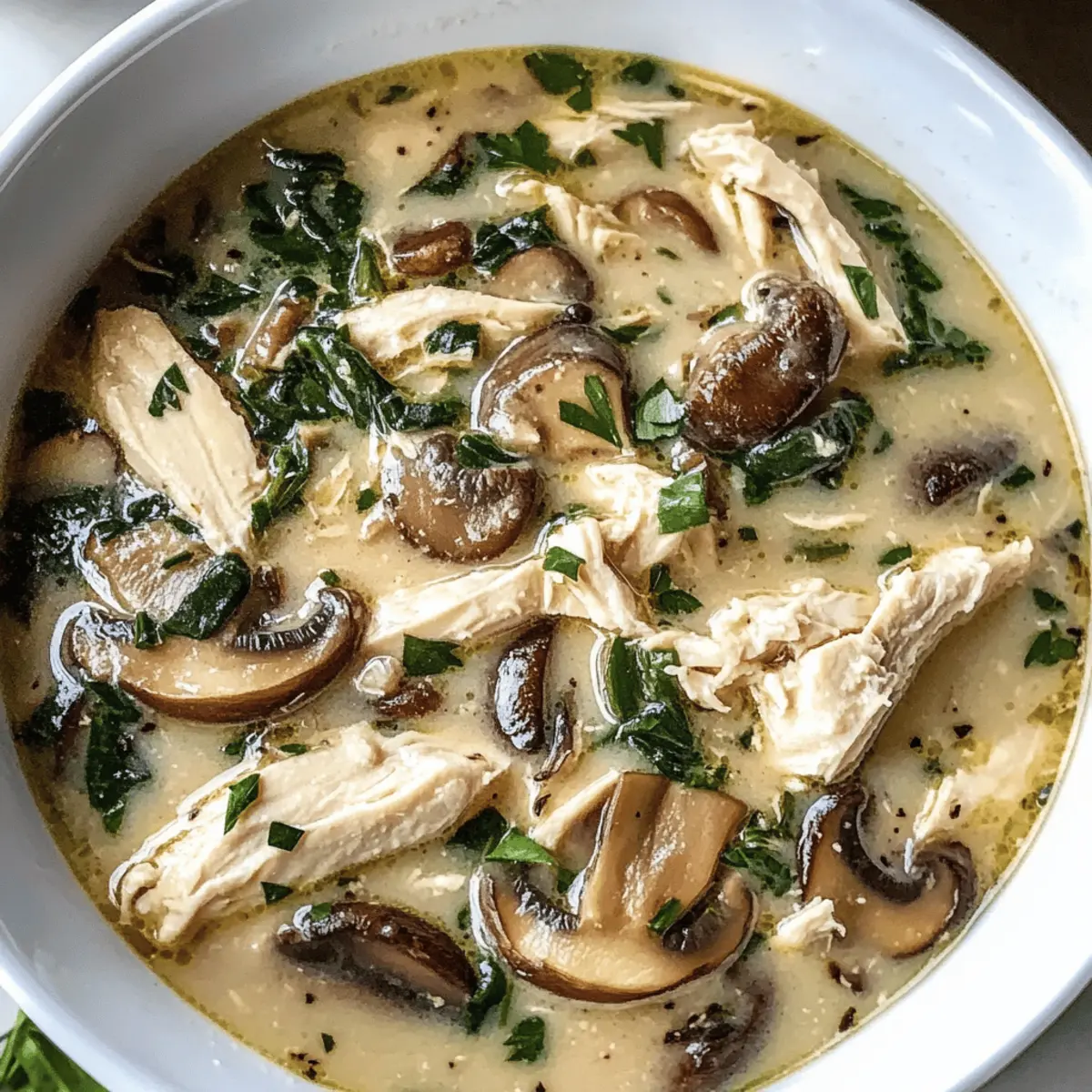 Der Ausgang: Cremige Hähnchen-Pilz-Suppe genießen