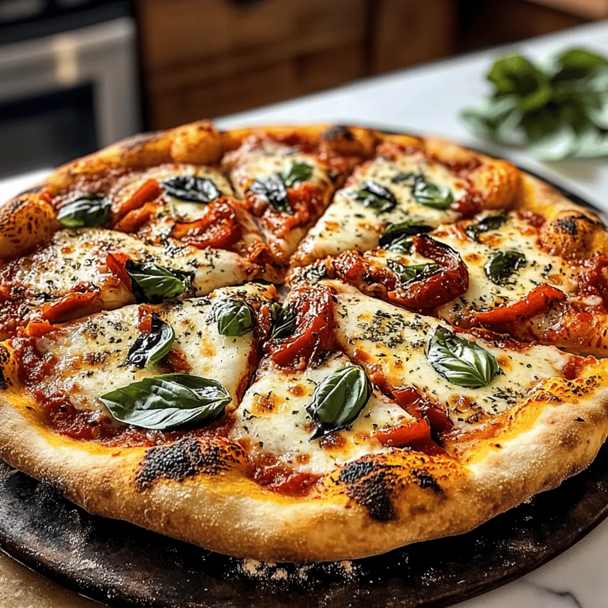 Calabrian Chili Pizza mit gerösteten Paprika