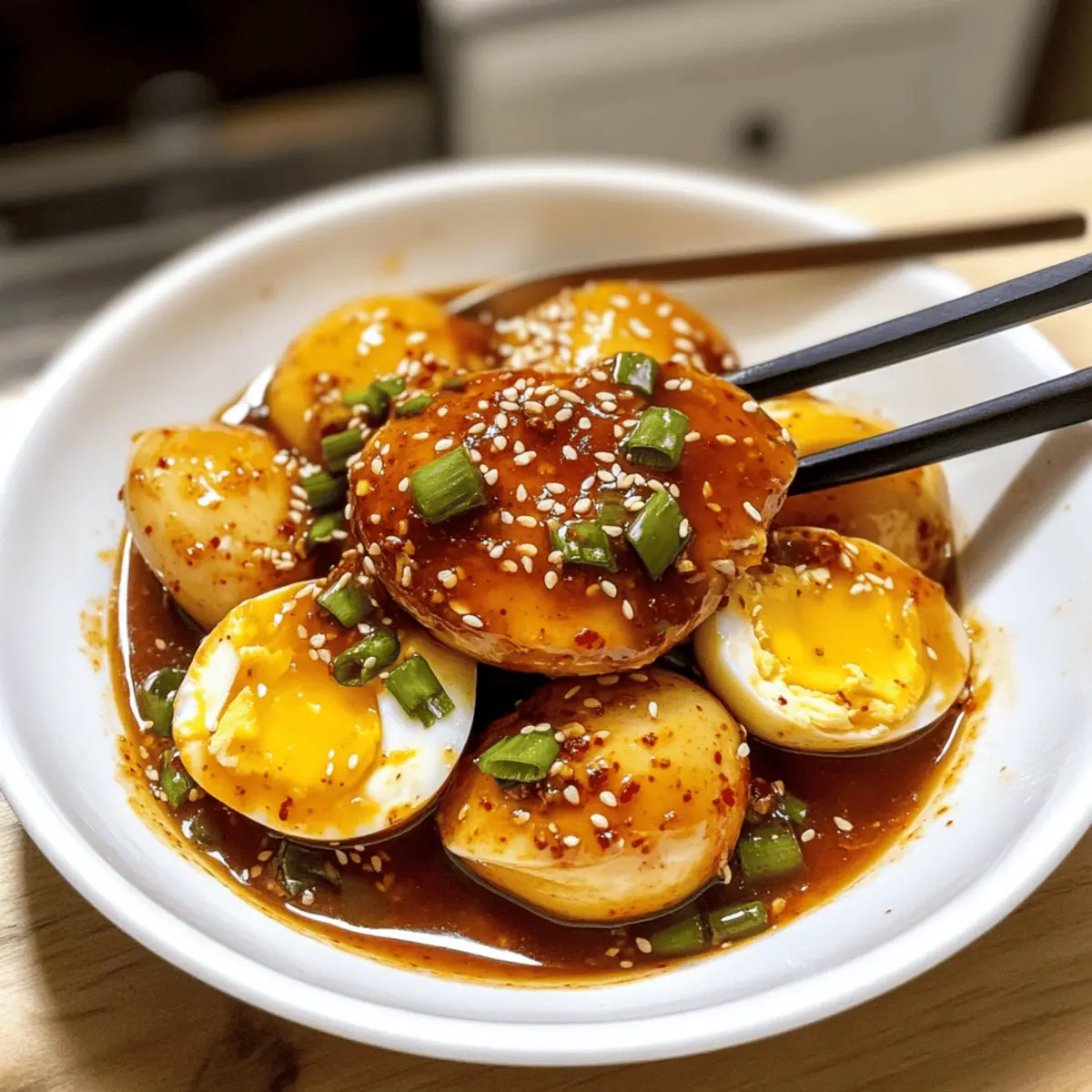 Würzige Gochujang Eier mit umami Geschmack