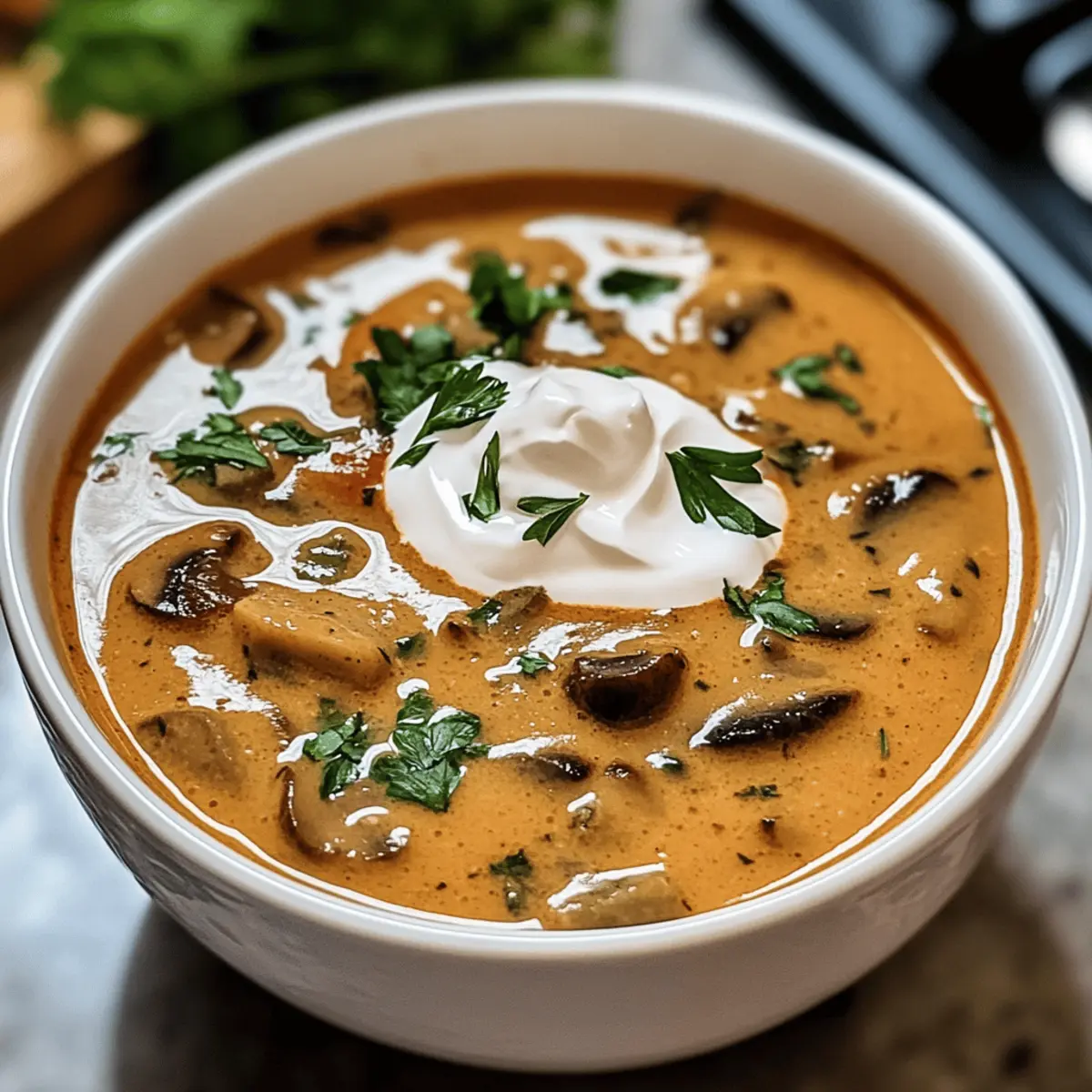 Cremige ungarische Pilzsuppe