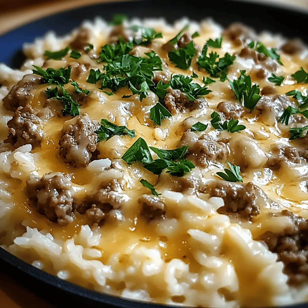 Knoblauchbutter-Rindfleisch und Reis-Pfanne