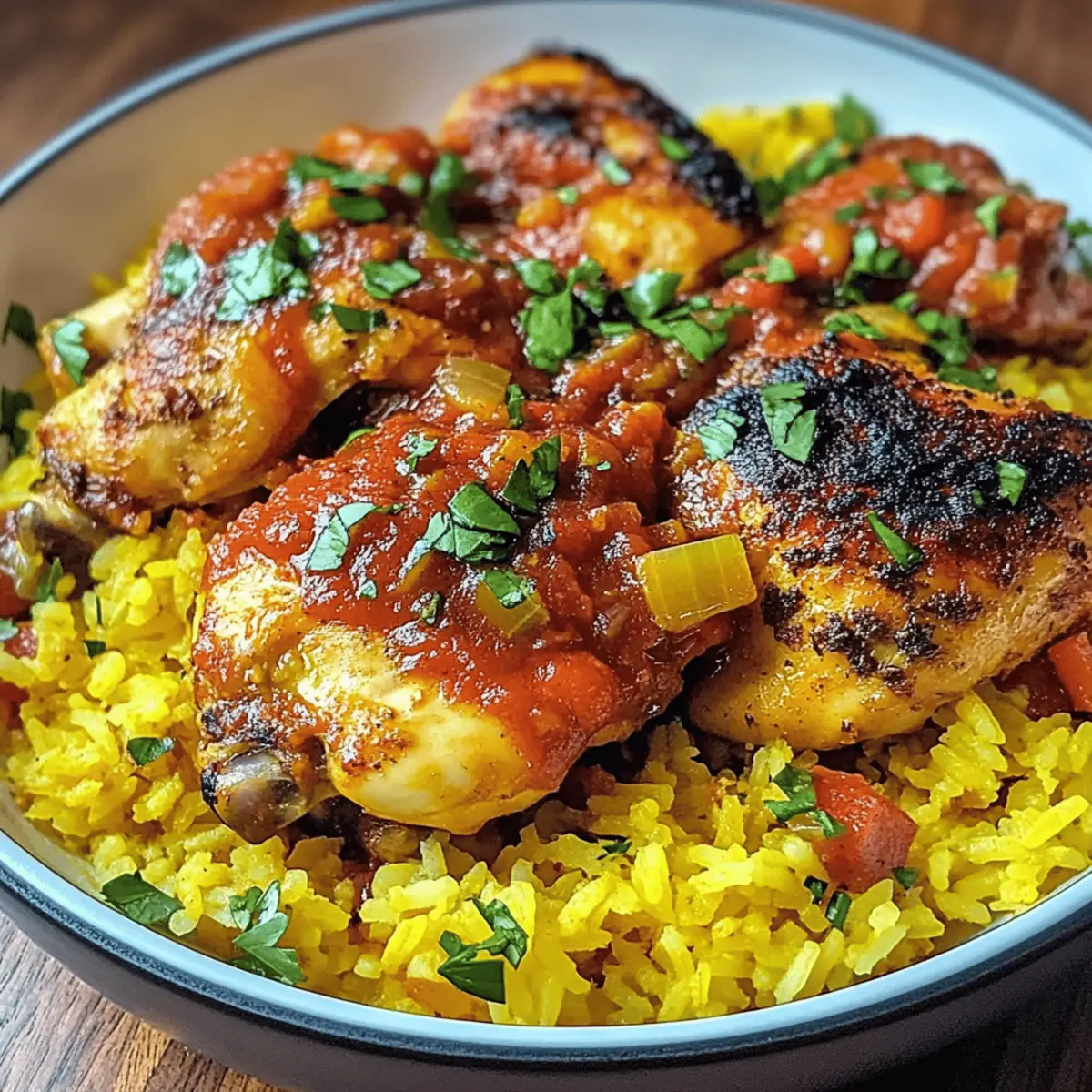 Würziges Baskisches Huhn mit Safranreis
