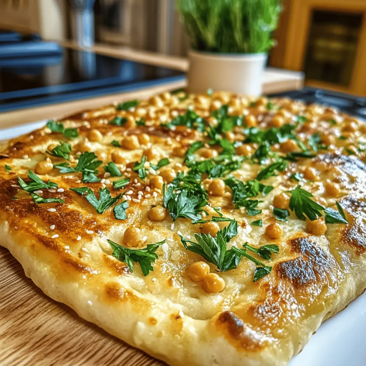 Crispy Kichererbsen-Fladenbrot mit mediterranen Aromen
