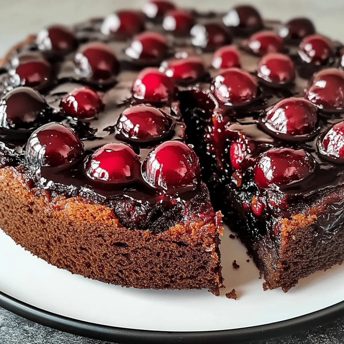 Schokoladen-Kirsch-Kuchen mit Karamell-Topping