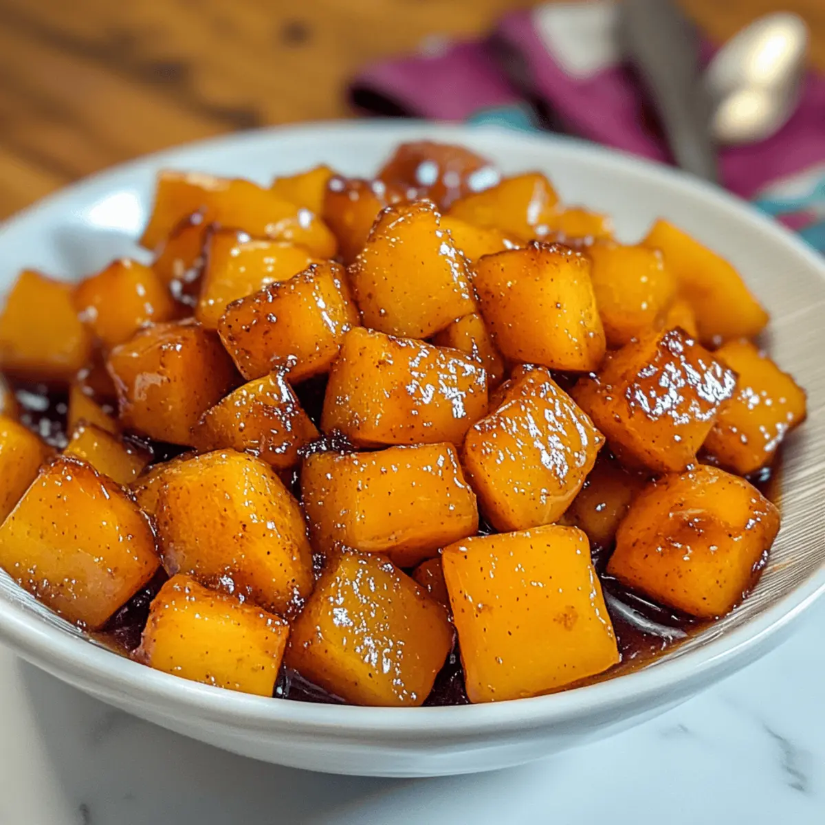 Karamellisierter Butternuss-Kürbis mit braunem Zucker