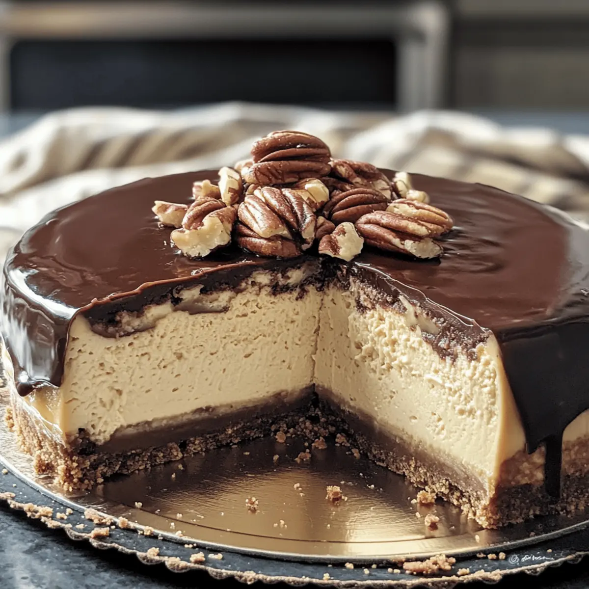 Butter Pecan Cheesecake mit Schokoladenglasur