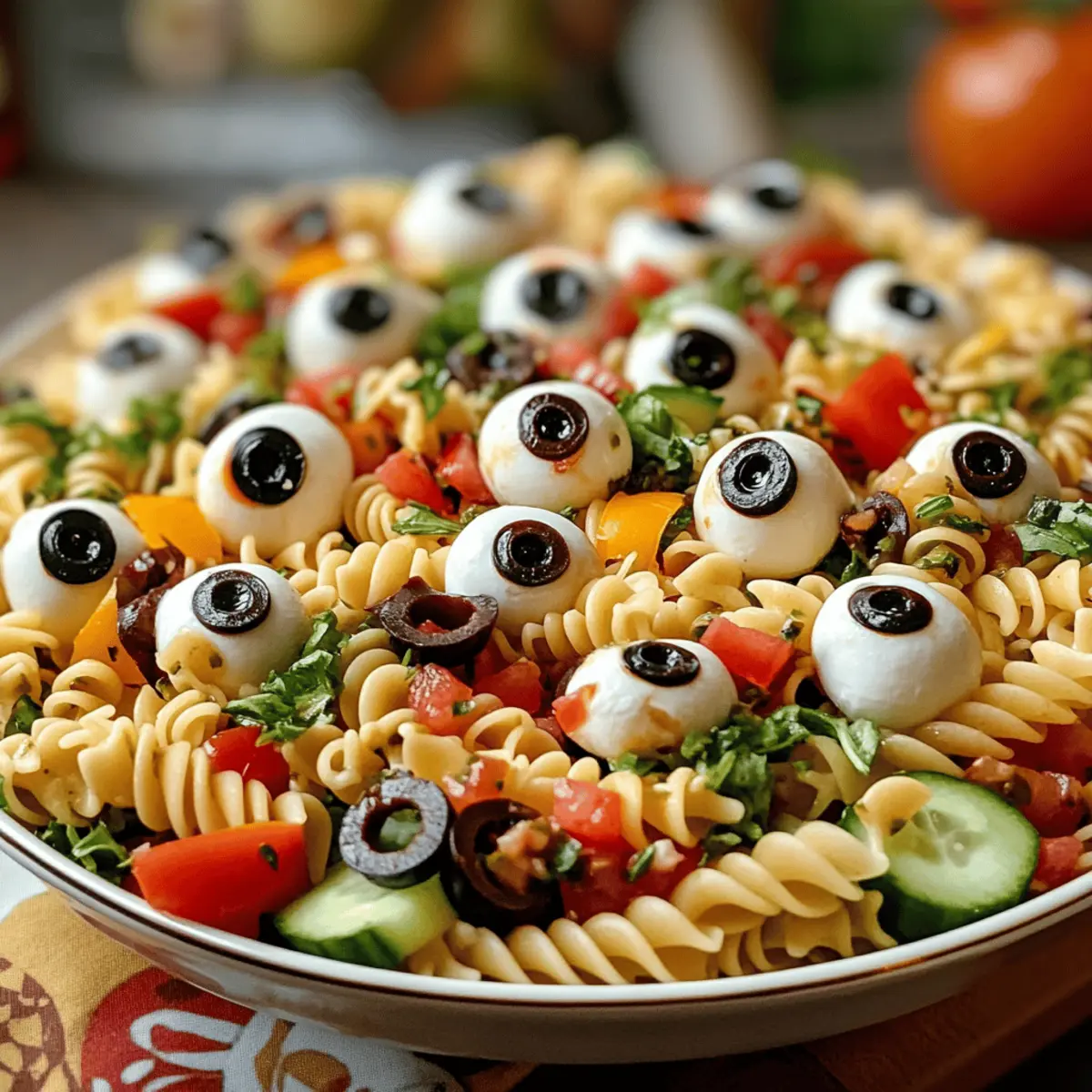Creepy Eyeball Pasta Salad für deine Halloween-Party