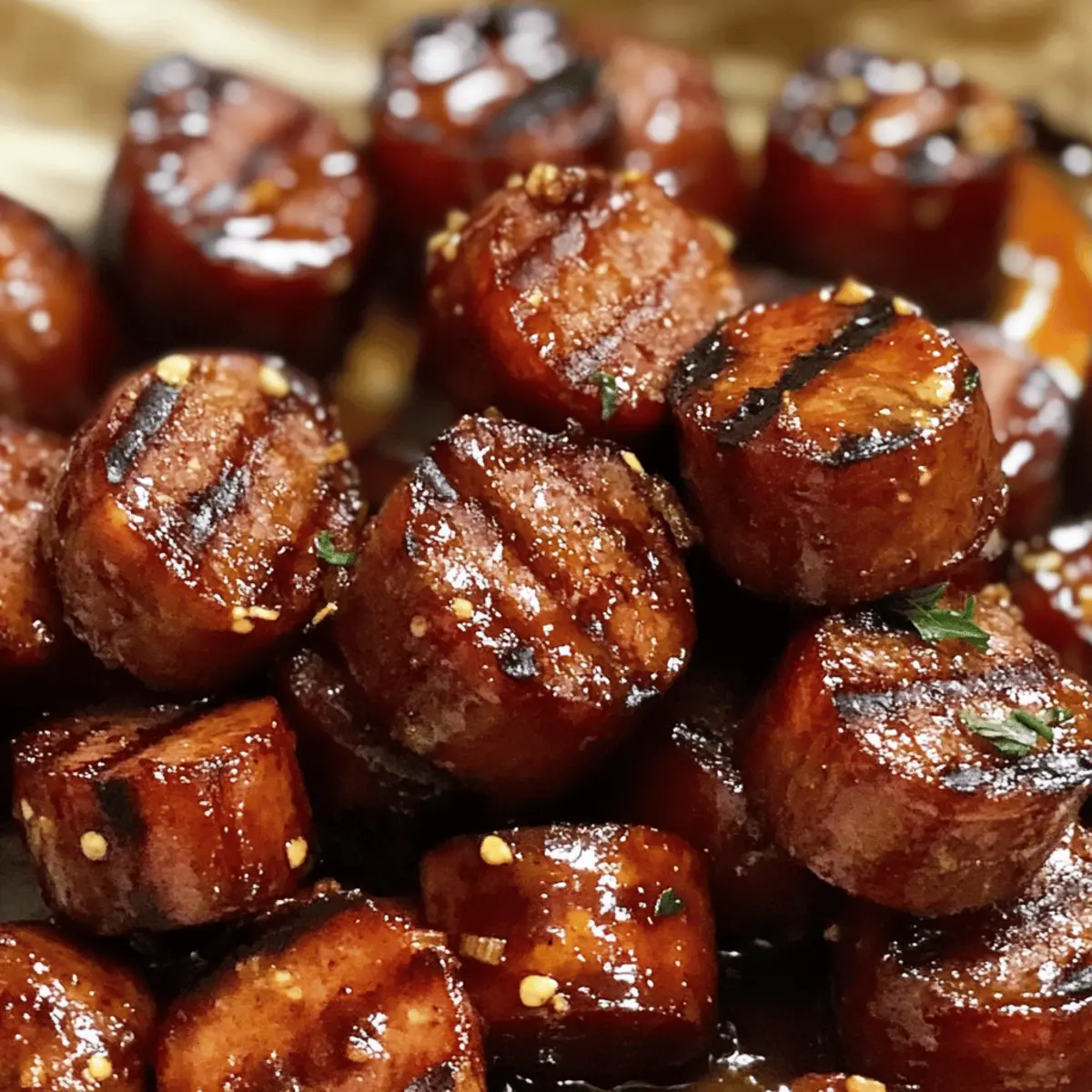 Köstliche Hasselback Kielbasa Bites mit BBQ Sauce