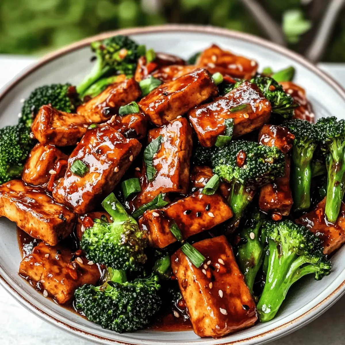 Sticky Mongolian Tofu und Brokkoli Pfannengericht