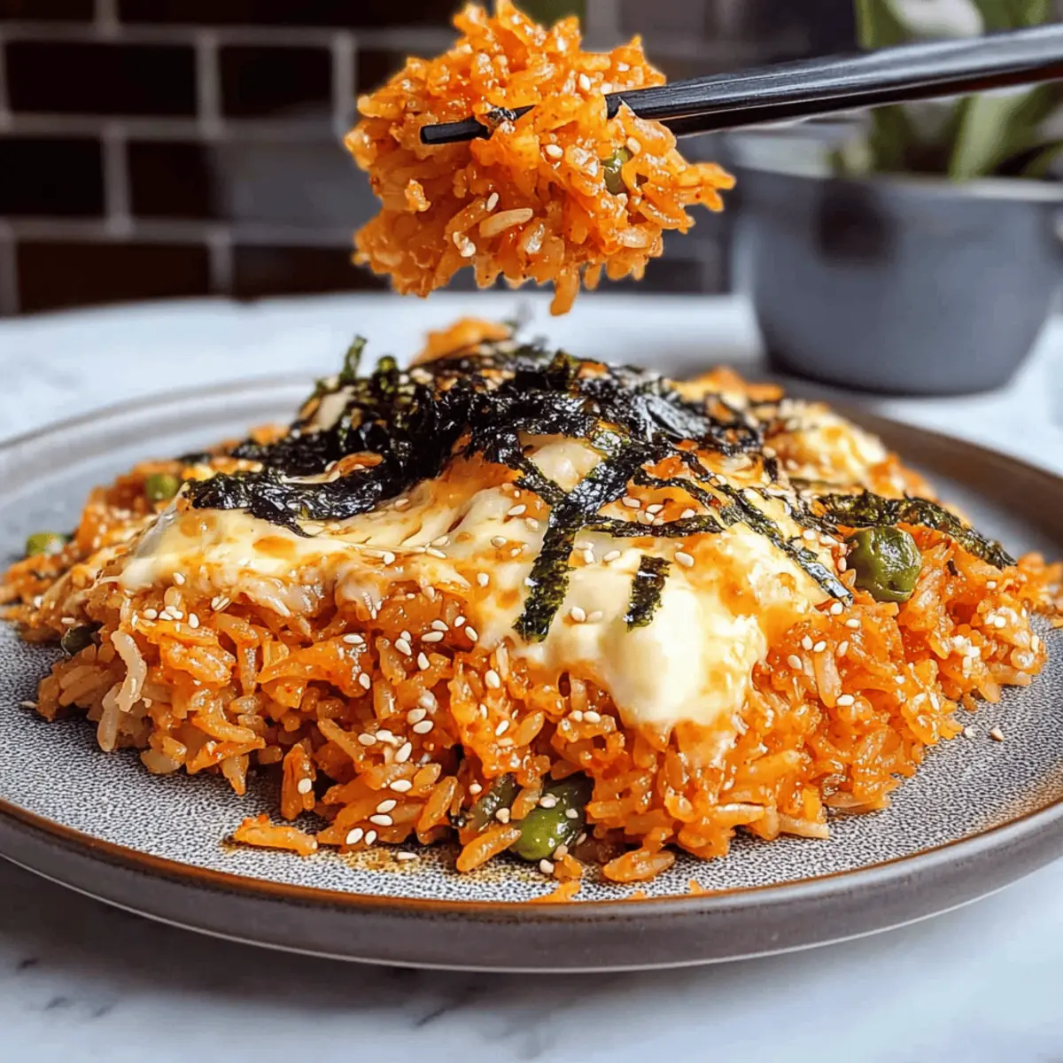 Kimchi Käse Bratreis für schnelles Comfort Food