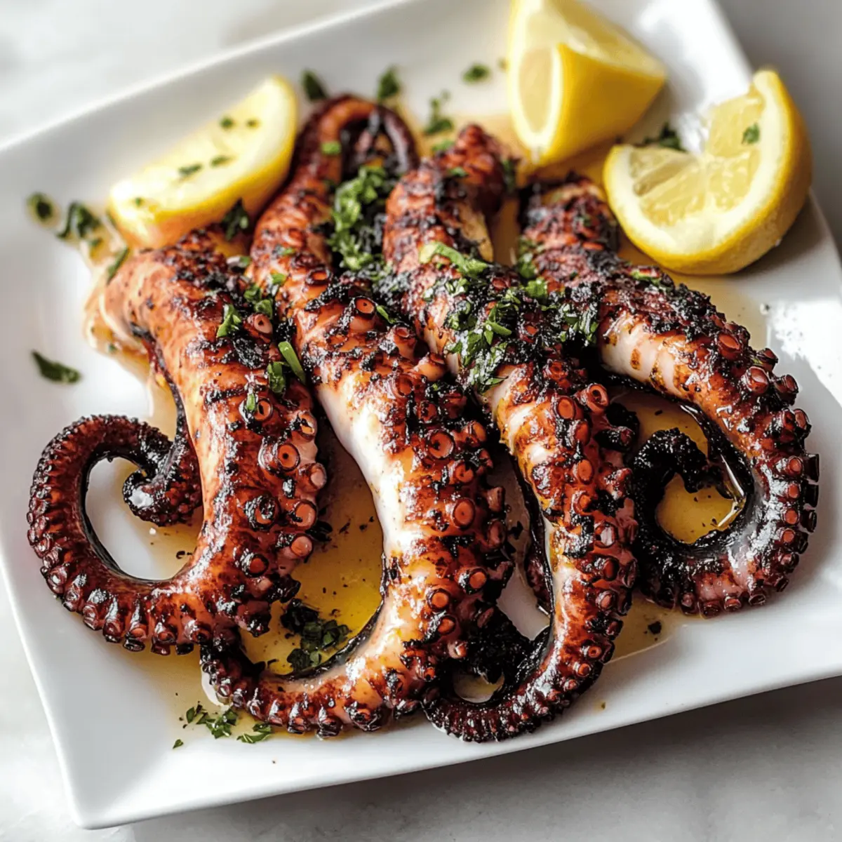 Der Ausgang: Gegrillter Oktopus mit mediterraner Marinade