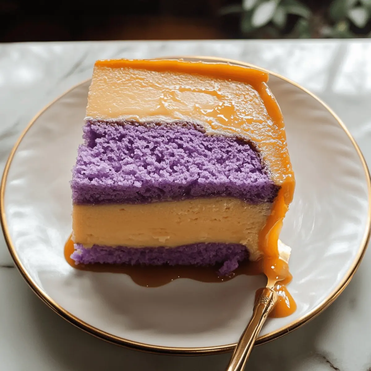 Ube Leche Flan Schichtkuchen Genuss aus den Philippinen