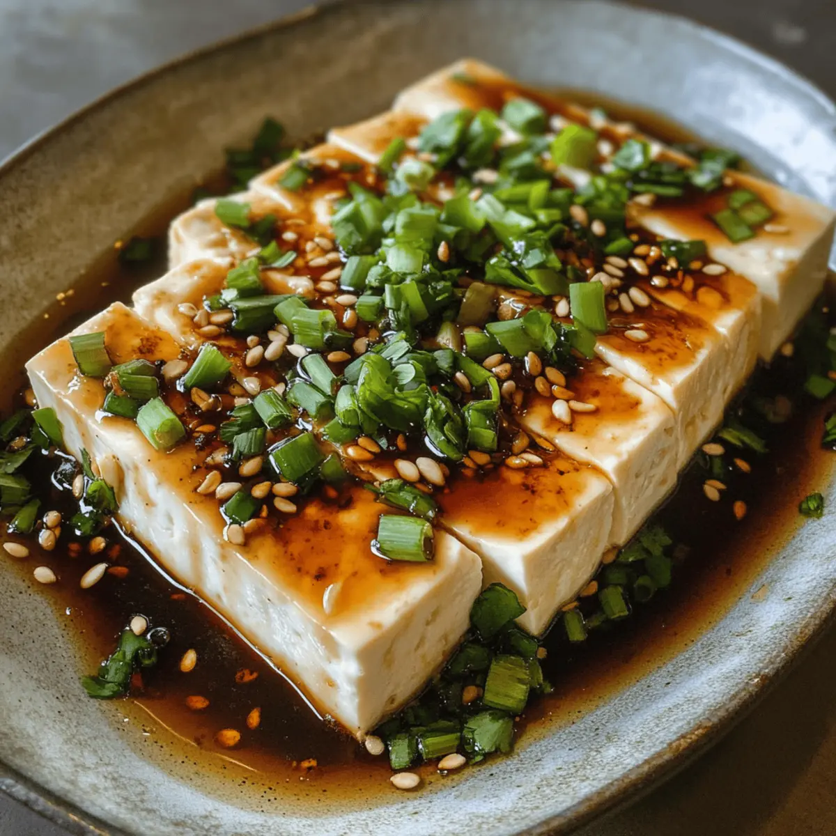 Gedämpfter Tofu mit Soja-Knoblauchsauce