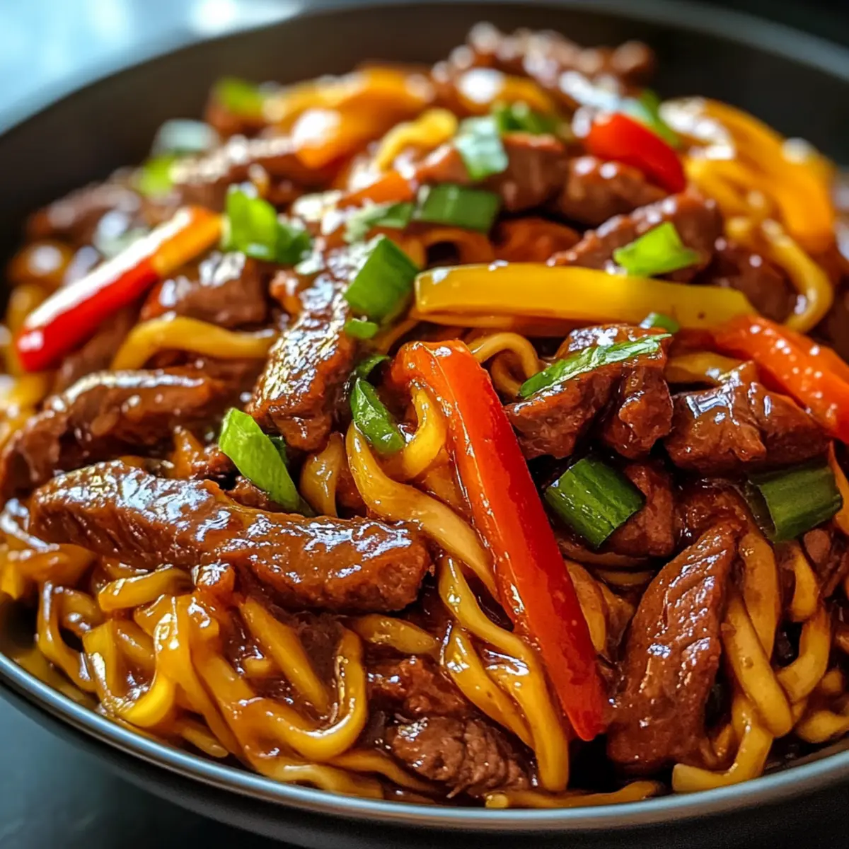 klebrige Rindfleischnudeln schnell und einfach