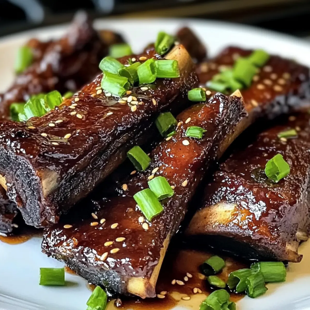 Karamellisierte langsam geschmorte asiatische Rinderkurzrippe