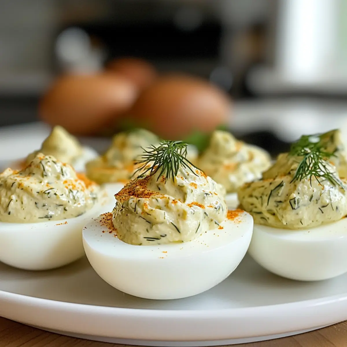 Dillgurken gefüllte Eier für den perfekten Snack