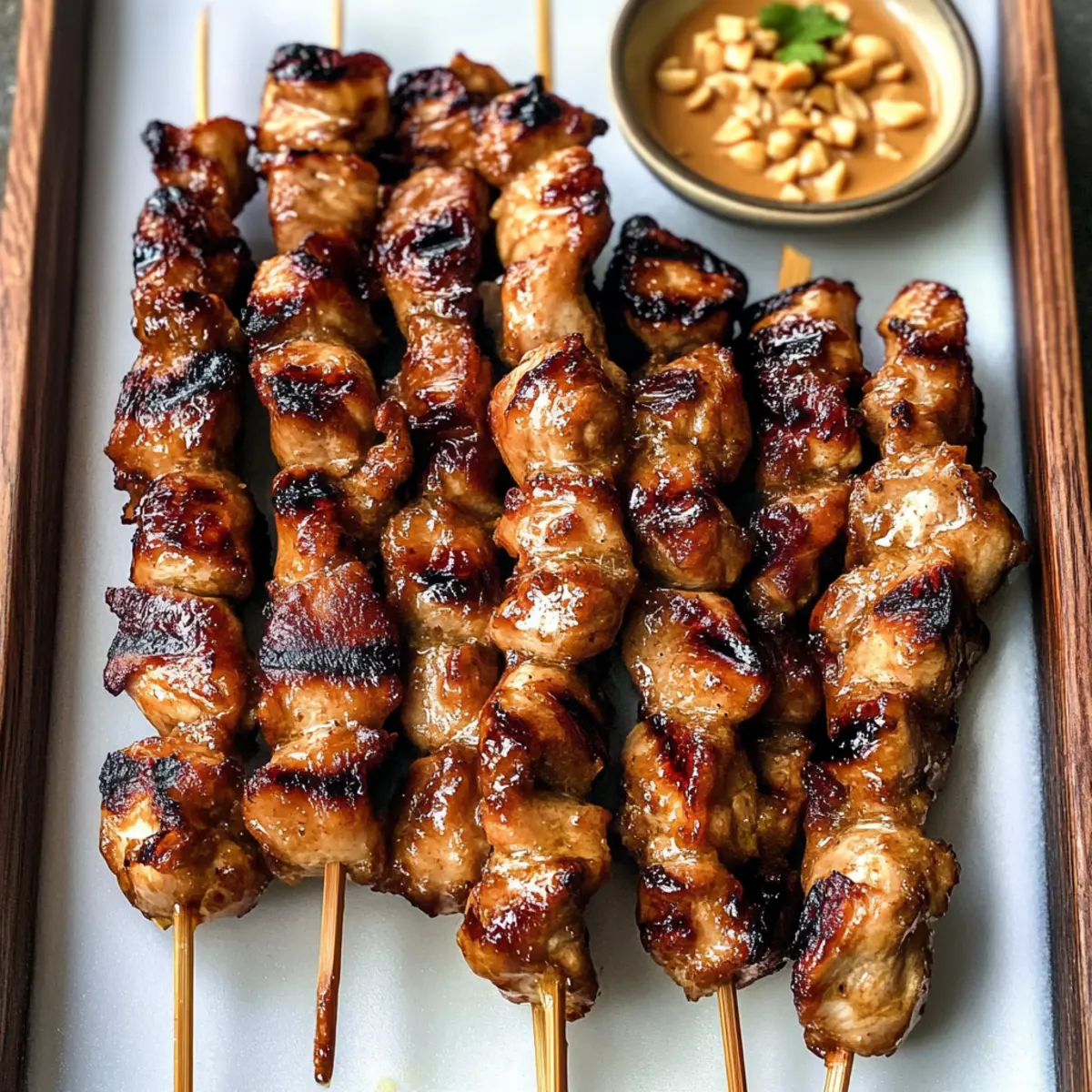 Gegrillte thailändische Kokosnuss-Hühnchenspieße lecker und einfach