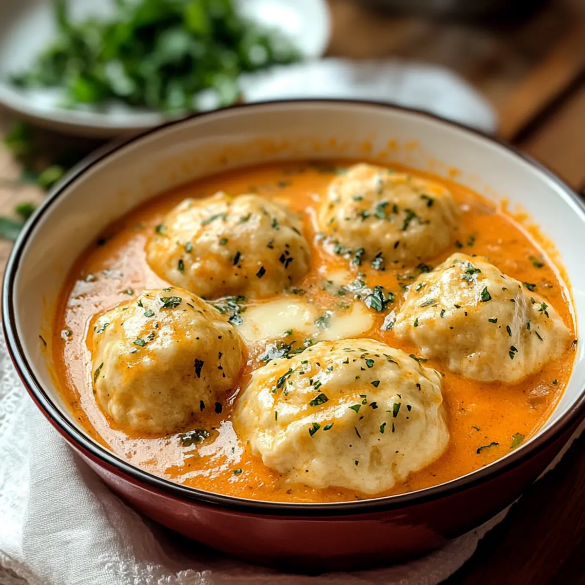 Tomatensuppe mit Cheddar-Bay-Dumplings für Herzwärme