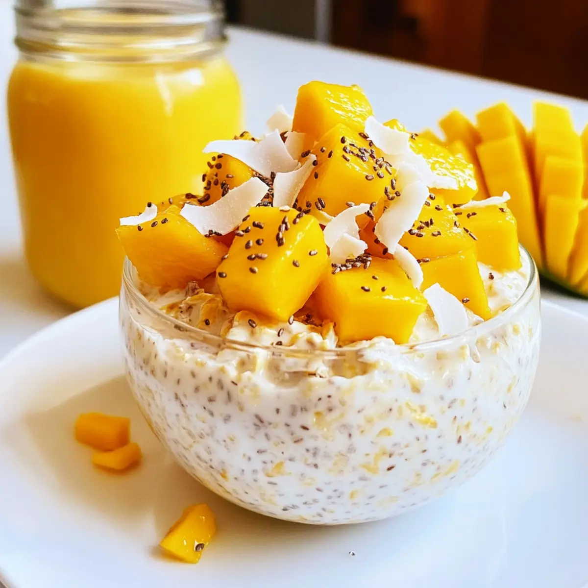 Mango-Kokos-Nachtpflege-Haferflocken für jeden Morgen