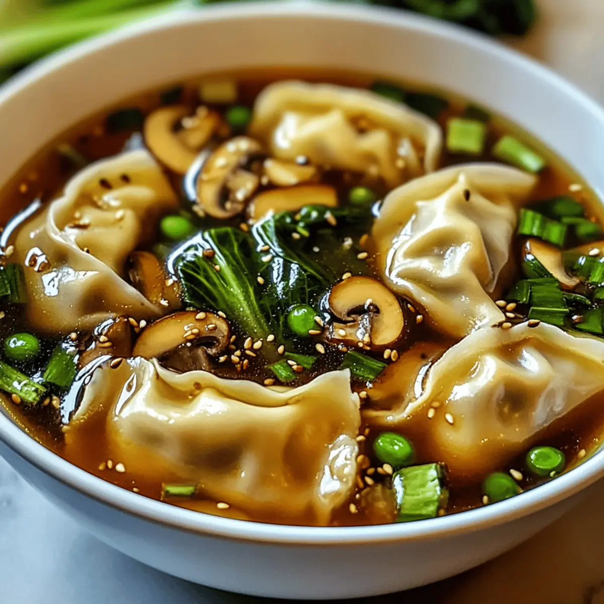 schnelle asiatische dumpling suppe im topf