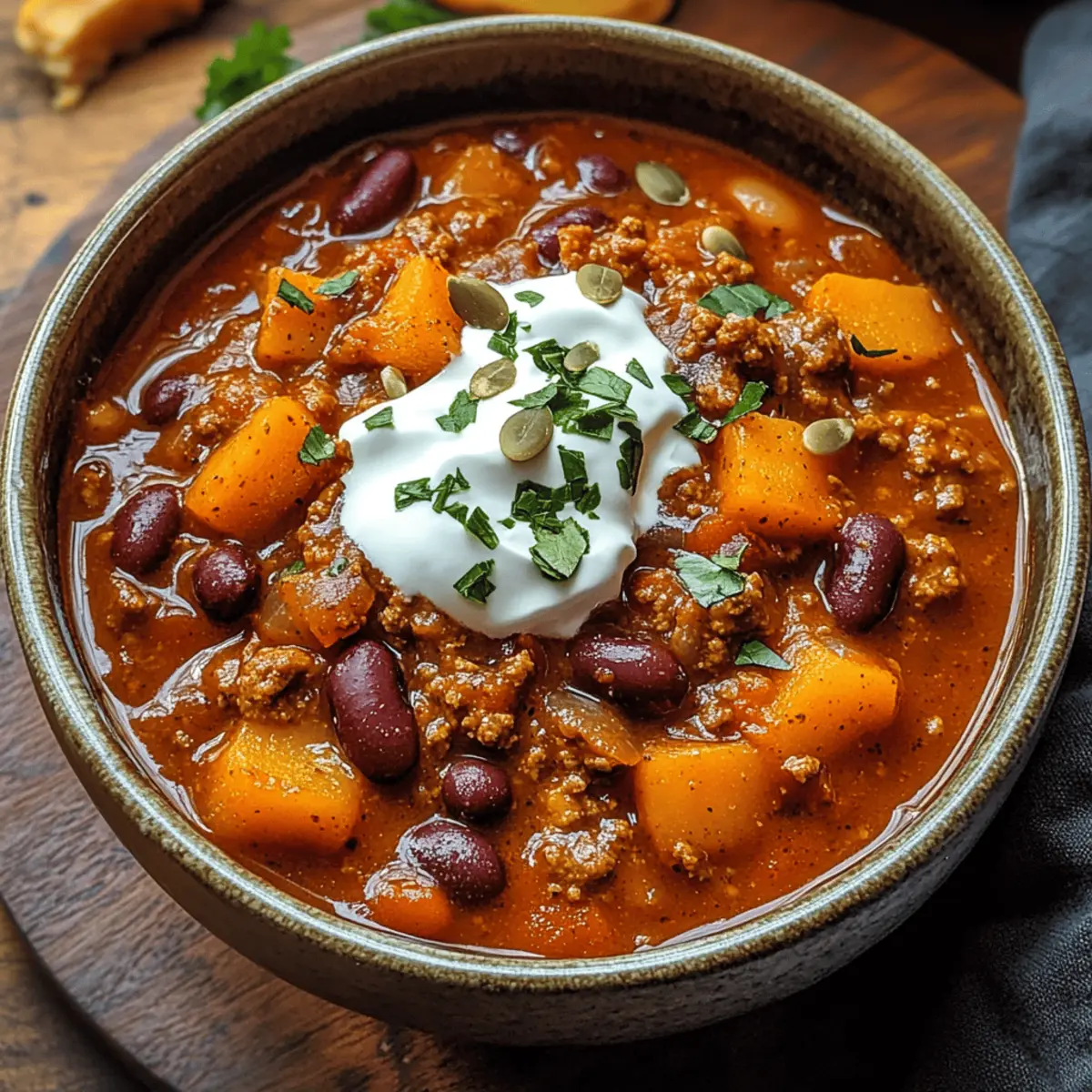 Herzhaftes Kürbis Chili für kühle Abende