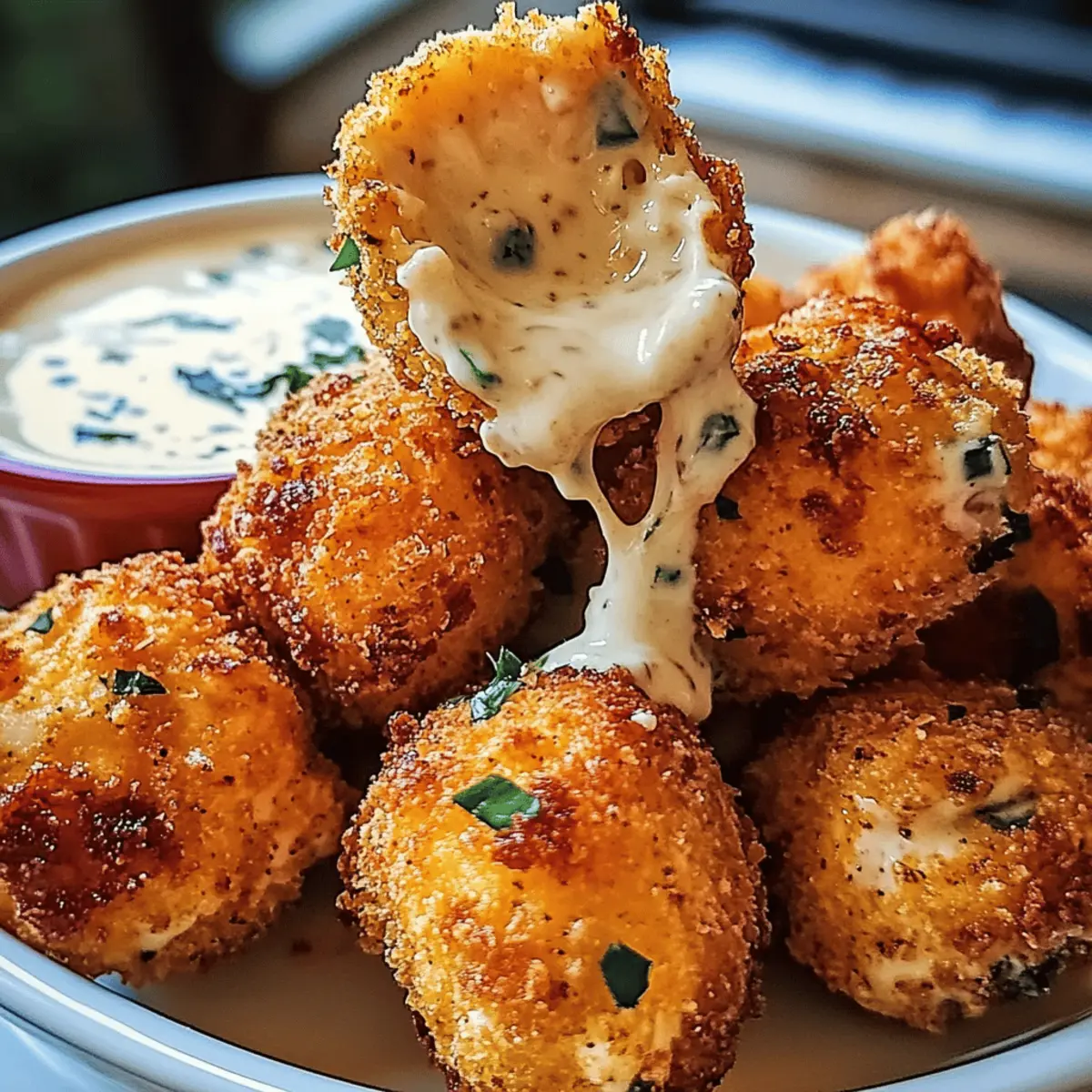 Käse-Jalapeño-Ranch-Hühnchen-Popper mit Dip